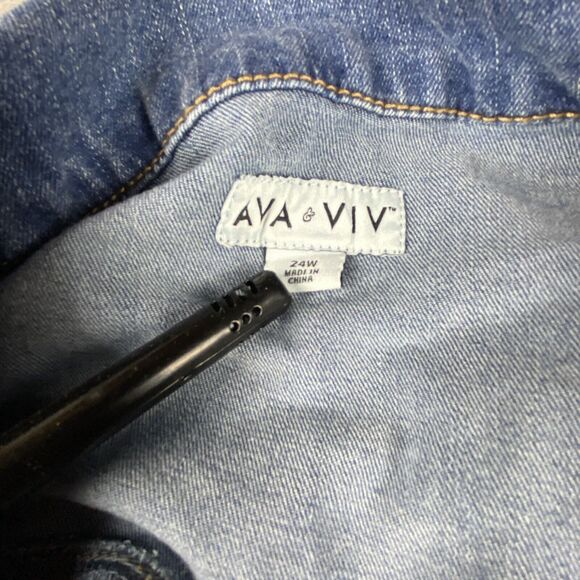 Ava & Viv Overalls Women 24W Denim Jeans Wide Leg Zip Boho Retro Grunge Chic - Picture 3 of 4